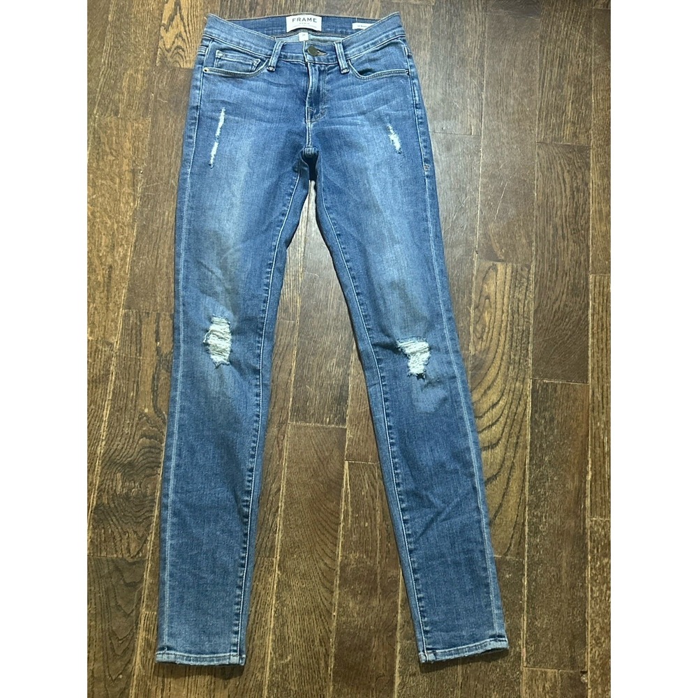 Frame Skinny Jeans Womens Size 24 Le Skinny de Jeanne Ripped Distressed Blue